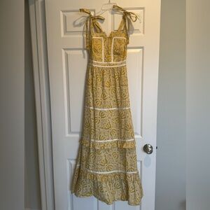 Chic Yellow Patterned Maxi Dress